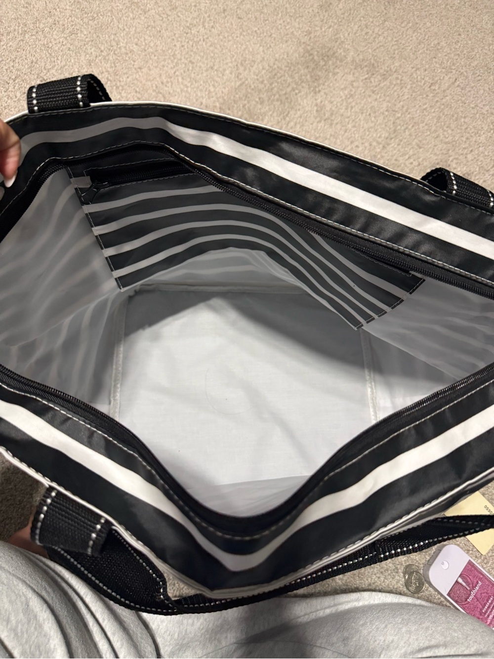 Black & White Striped Tote Bag SCOUT - Picture 2 of 2